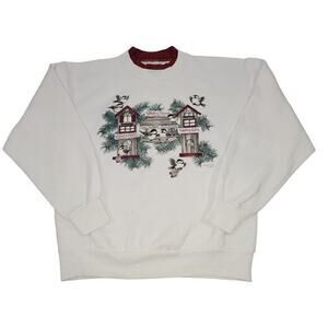 Vintage Morning Star Birds Cage Crewneck Sweatshirt‎ White/Maroon size Medium